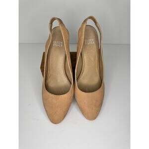 EILEEN FISHER Vero Cuoio Milla Nude Nubuck Slingback Pumps Heels Size 6.5